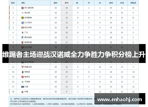 维踢者主场迎战汉诺威全力争胜力争积分榜上升