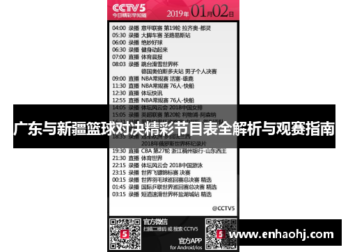 广东与新疆篮球对决精彩节目表全解析与观赛指南